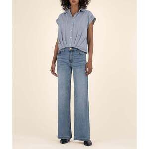 Kut from the Kloth Gaia Pleat Hem Top Size LARGELARGE / Grey/White